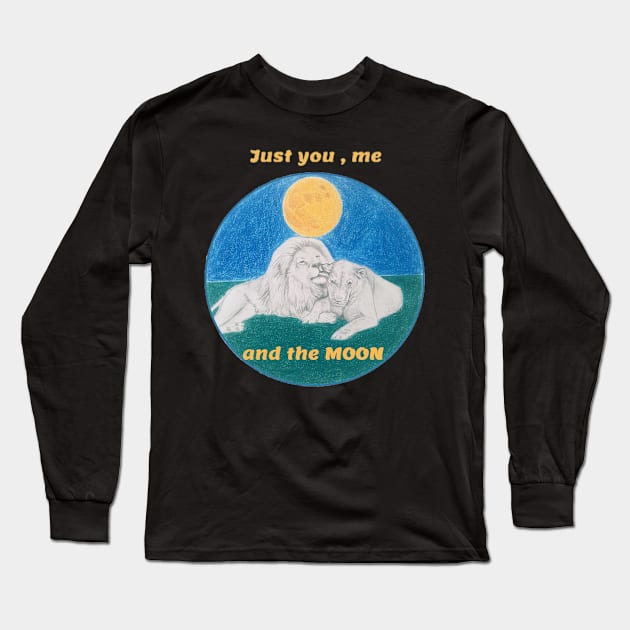 Just you me and the moon - lions Long Sleeve T-Shirt by ART-T-O